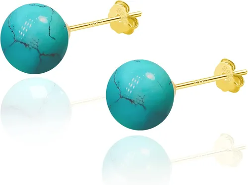 Vista 21 de SmileBelle Aretes tipo dormilona para mujer, de plata de ley de 18 quilates, con turquesa, como regalo de cumpleaños, aretes de cristal de perlas