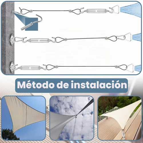 Vista 5 de Kit de accesorios para vela, alambre de cable de acero inoxidable 304 con revestimiento de nailon, 4 piezas de accesorios de vela de 10 pies