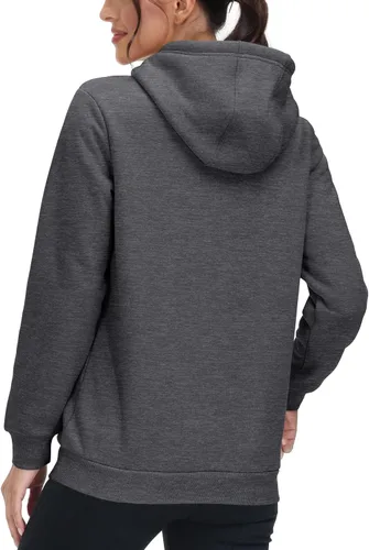 Vista 90 de MAGCOMSEN Sudaderas con capucha para mujer, con forro de sherpa, de vellón, para invierno, cálido, pesado, de algodón, con bolsillo