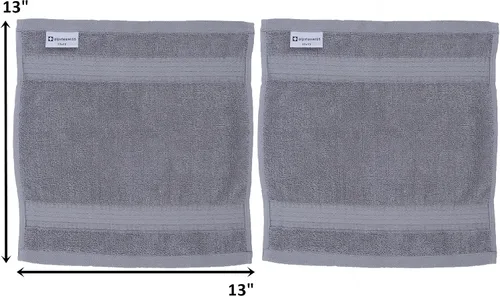 Vista 2 de Alpine Swiss Juego de toallas 100% algodón, 2 piezas, suaves y absorbentes, 500 GSM, toallas faciales de 13 x 13 pulgadas, color gris