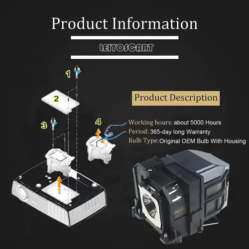 Vista 3 de Philip s ELP LP67 - Bombilla de repuesto para proyector Epson Powerlite S12 X12 W12+ W16 W16SK X15 S11 X14H X14+ 1261W 1221 / MegaPlex MG-850C