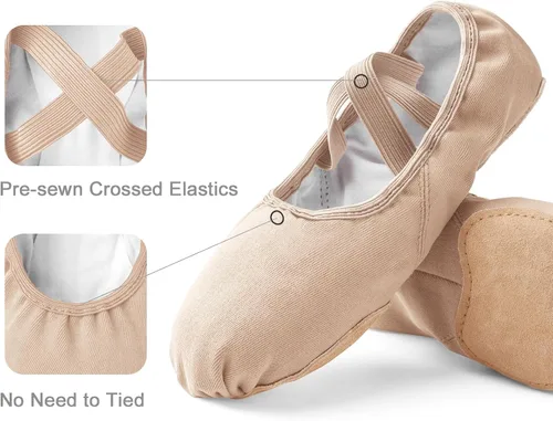 Vista 3 de Stelle Zapatos de ballet para mujer, lona altamente elástica, zapatillas de ballet para adultos, suela dividida, zapatos de baile de yoga para niñas