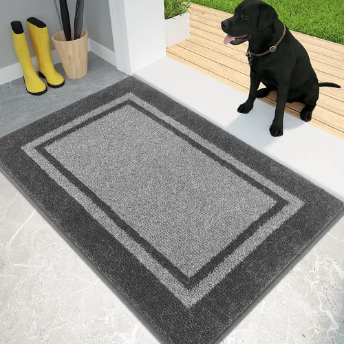Vista 16 de PURRUGS Tapete para puerta con atrapamiento de suciedad, 20 x 32 pulgadas, antideslizante, lavable a máquina, tapete de entrada, tapete para puerta