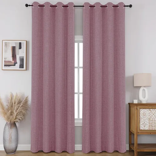 Vista 28 de CUCRAF - Juego de 2 paneles de cortinas de ventana con oscurecimiento total del 100%, de 54 pulgadas de largo, con aspecto de lino falso, cortinas