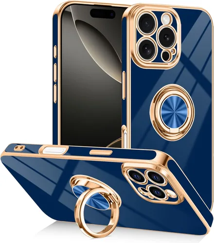Vista 23 de Funda diseñada para iPhone 17 Pro Max con soporte de anillo, color azul