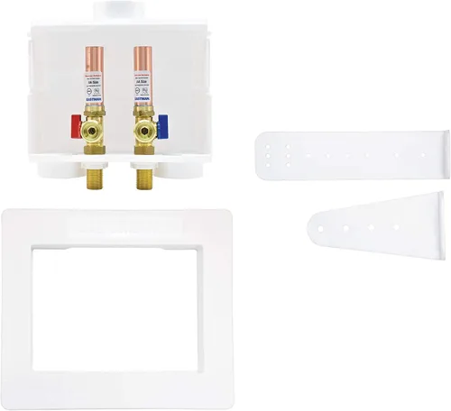 Vista 6 de Eastman Caja de salida de lavadora de doble drenaje con conexión PEX de 1/2 pulgada con pararrayos de martillo y válvulas de bola de cuarto