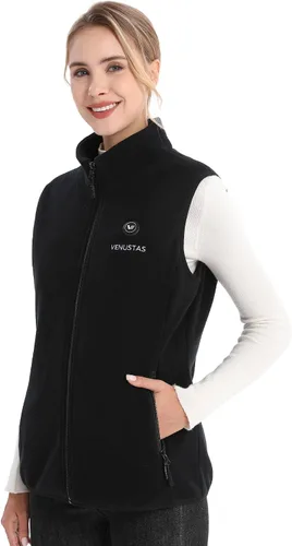 Vista 2 de Venustas - Chaleco térmico de forro polar para mujer con batería ligero y Negro
