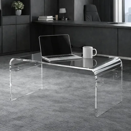 Vista 6 de MESAILUP Mesa de Centro Rectangular de Acrílico Transparente Premium de 32 Pulgadas para Sala de Estar, Mesa Baja de Cascada Transparente