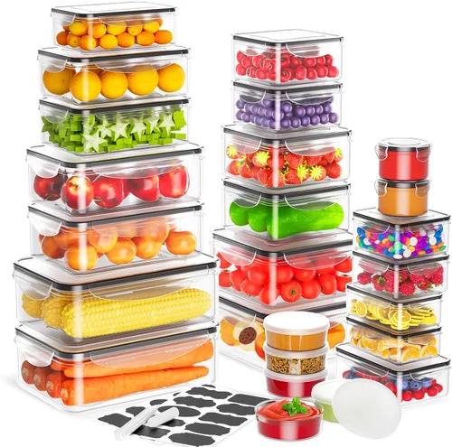 Vista 12 de Juego de 34 recipientes de almacenamiento de alimentos con tapas herméticas