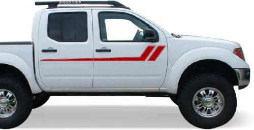 Vista 6 de Calcomanía gráfica de vinilo con rayas laterales compatibles con Nissan Frontier Navara 2004 - Presente (negro)
