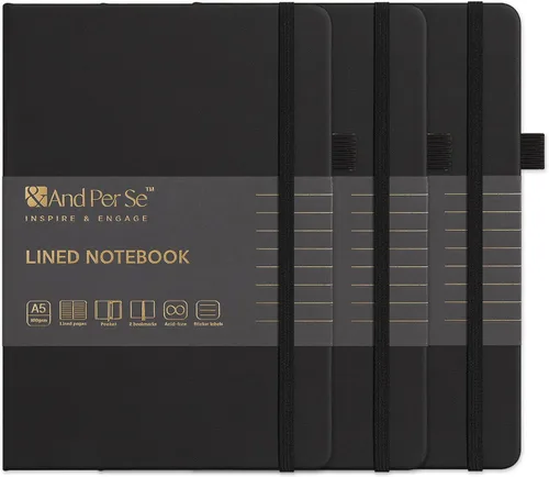 Vista 66 de ⩓ Per Se Cuaderno de Diario con Líneas (3 Paquetes), 160 Páginas Papel Grueso 100GSM, A5 Tapa Dura Cuadernos con Rayas Universitarias para Escribir