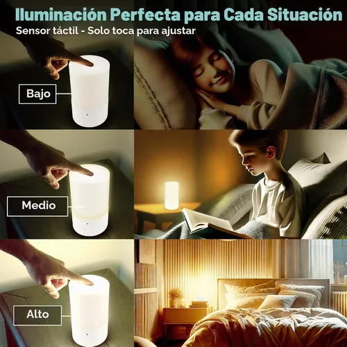 Vista 3 de LFI Lights Lámpara de mesa de emergencia para cortes de energía, luz recargable de más de 200 horas con cargador USB, cable 3 en 1, 3 modos, sensor