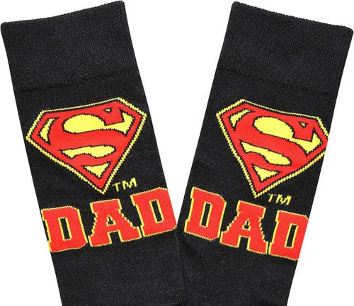 Vista 2 de Hyp Superman Logo Super Dad Black Men's Crew Socks Size 6-12