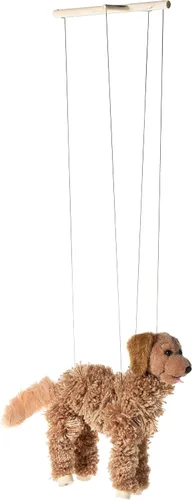 Vista 5 de Artisan Owl Golden Retriever Marionette Puppet - Perro de hilo con patas de madera, cuerdas desmontables (marrón)