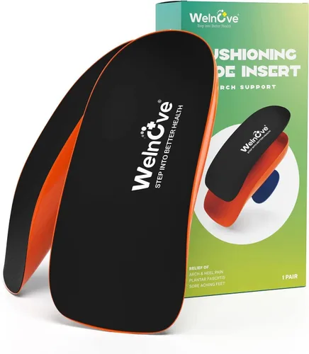 Vista 8 de Welnove Copas de gel para talón con soporte de arco, alivio de fascitis plantar y tendinitis de Aquiles - Mujeres 9.5-13 y hombres 8.5-12