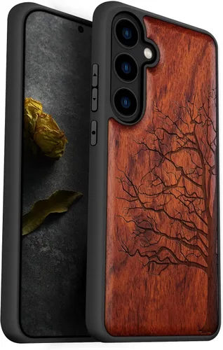 Vista 10 de Carveit Wood Case for Galaxy S24, Eternal Tree, Black Árbol eterno-Madera oscura
