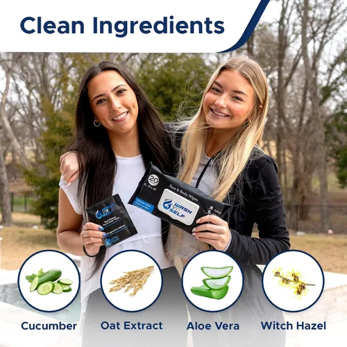 Vista 4 de Wash Yo Self Body Wipes - Toallitas húmedas desechables empaquetadas individualmente para niños y adultos, paquete de 40