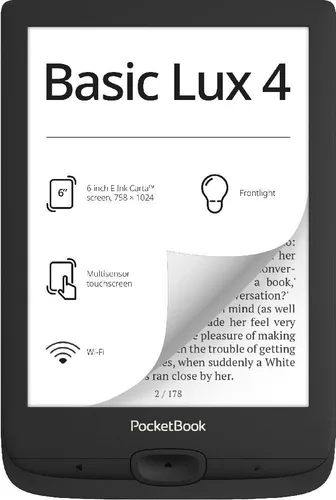 Vista 4 de PocketBook Basic Lux 4 - Lector de libros electrónicos - Pantalla HD de tinta electrónica de 6 pulgadas sin deslumbramiento - Luz frontal - Lector