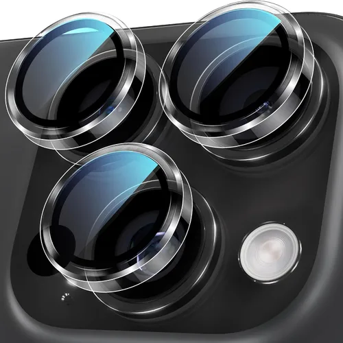 Vista 24 de YWXTW Diseñado para iPhone 14 Pro/iPhone 14 Pro Max Protector de Lente de Cámara Brillante, [Nuevo Diseño con Purpurina] Vidrio Templado de Metal