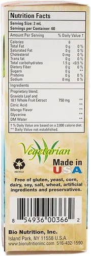 Vista 3 de Bio Nutrition Graviola Extracto Líquido de 4 onzas líquidas Suplemento herbal de guanábana Fórmula vegetariana