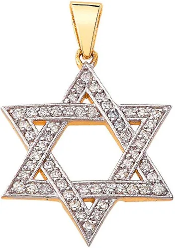 Vista 2 de Colgante de oro de 14 quilates con diamantes de Judaica