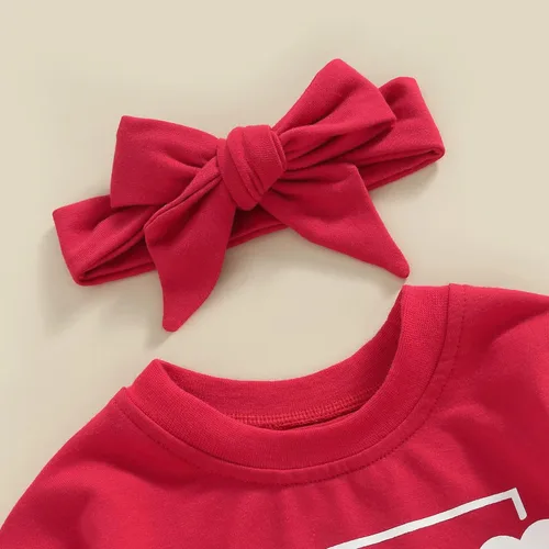 Vista 13 de Traje de bebé niña para el primer día de San Valentín, mameluco de burbujas con cuello redondo, sudadera linda para primavera y otoño