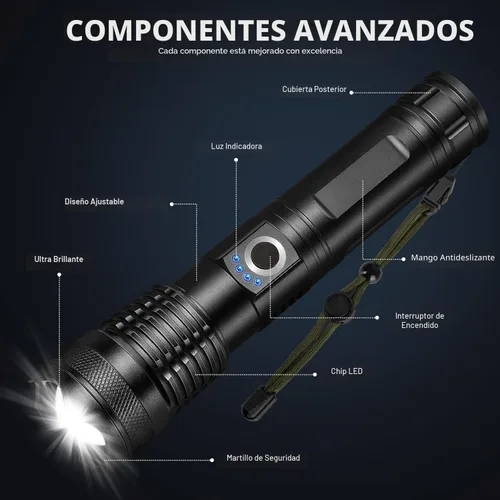 Vista 9 de Paquete de 3 linternas LED recargables de 990,000 lúmenes, ajustables, 5 modos, IPX7 impermeable, potentes luces flash de mano para camping