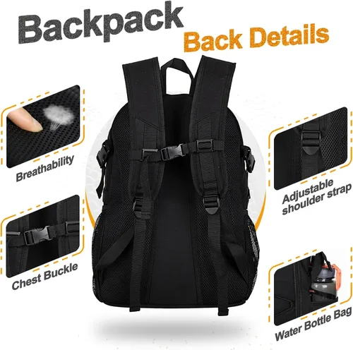 Vista 5 de Goloni Mochila de fútbol,Mochila de baloncesto con compartimento para pelotas y compartimento para zapatos,Mochila para baloncesto,Fútbol