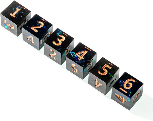 Vista 4 de 6 dados poliédricos D6 de 0.630 in de resina para RPG MTG DND (negro y verde)