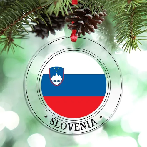 Vista 11 de Bandera nacional de Noruega, adornos de Navidad patrióticos 2023, decoraciones de Navidad para árbol, adornos acrílicos transparentes, colgante