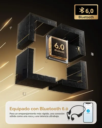 Vista 5 de PSIER - Auriculares de conducción ósea, auriculares Bluetooth 6.0 de oreja abierta, auriculares inalámbricos de 10 horas de reproducción