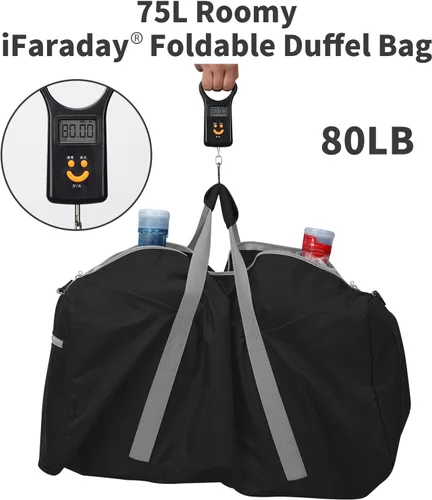 Vista 5 de Bolsa de viaje plegable y ligera bolsa de lona, Negro -, Bolsa de viaje plegable