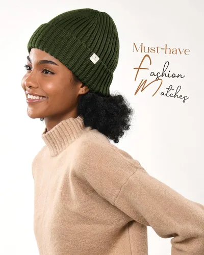 Vista 3 de YANIBEST Sombreros de invierno para mujer, gorro con forro de satén para clima frío, gorro para mujeres y hombres, sombreros de punto cálidos