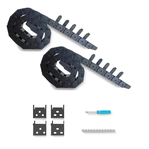 Vista 13 de 2 cables de cadena de arrastre de 39.4 pulgadas, cadena de cable R15 para fresadora CNC e impresora 3D, 2 pares adicionales de conectores finales, 1