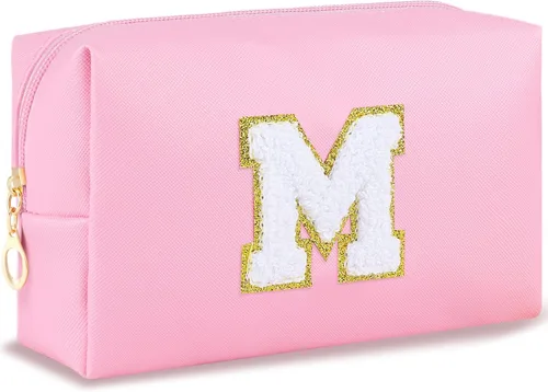Vista 119 de URSKYTOUS Regalos para niñas, bolsa de maquillaje con inicial, bolsa de cosméticos personalizada con cremallera, bonita bolsa de aseo de viaje, Azul