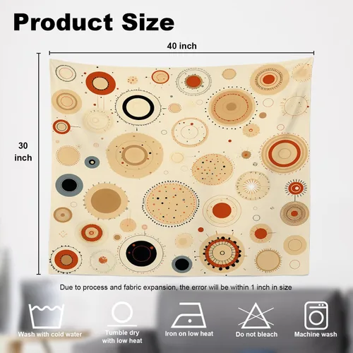 Vista 5 de Shrahala Circles Tapestry, Abstract Art With Various Circles Wall Hanging Hd Print Polyester Backdrop For Dorm Room Bedroom 30 X 40 In