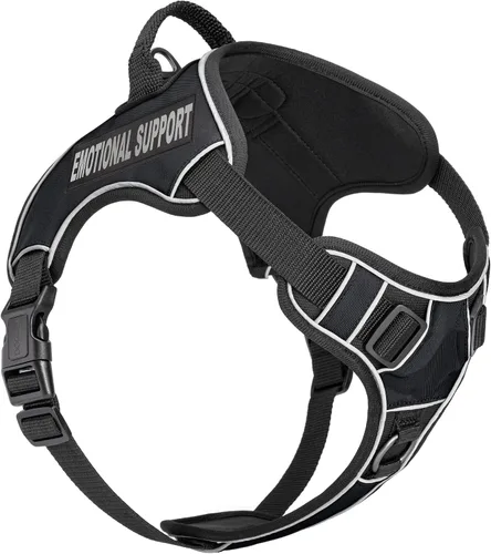 Vista 15 de Dogline Quest - Arnés para perro sin tirones con soporte emocional parches reflectantes extraíbles suave y cómodo chaleco para perro con hebilla