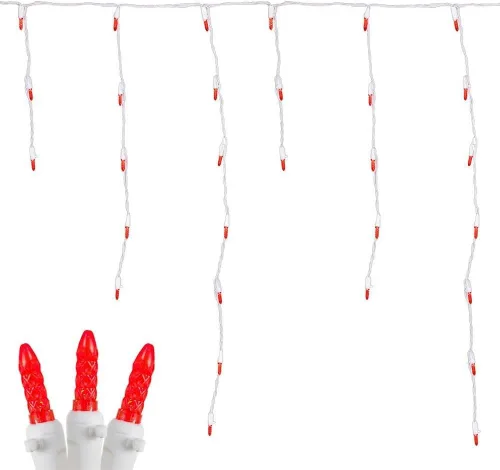 Vista 5 de Novelty Lights Luces LED de carámbano blanco puro, 15 pies 150 bombillas LED M5 en 30 gotas con espacio de 6 pulgadas, caídas de 12-32 pulgadas