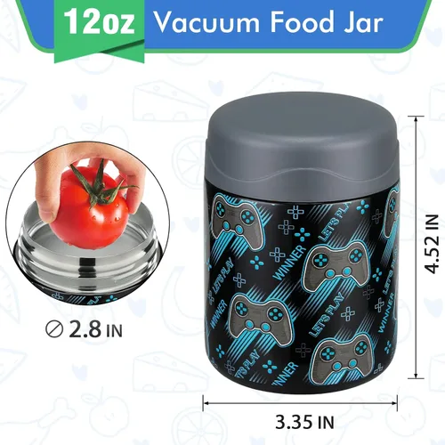 Vista 2 de wiwens Termo de sopa de 12 onzas para comida caliente para niños, tarro de comida aislado de boca ancha, contenedor de almuerzo a prueba de fugas