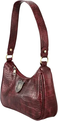 Vista 4 de Bolso de mano de cocodrilo Gryffindor de Harry Potter con insignia de metal Rojo L