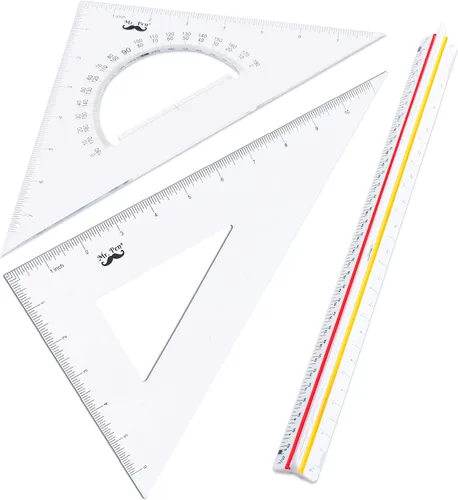 Vista 4 de Mr. Pen juego de reglas triangulares arquitectónicas con regla triangular graduada de 12 pulgadas, triángulos de 11 pulgadas 30/60 y 8 pulgadas