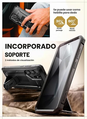 Vista 4 de SUPCASE Funda para Samsung Galaxy S24 Ultra con soporte, [Unicorn Beetle Pro] [2 marcos frontales]