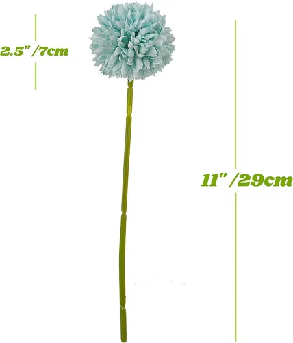 Vista 2 de 12 pompones artificiales de crisantemo de 11 pulgadas, para bodas, novias, bricolaje, ramos, decoración del hogar, centros de mesa (azul)
