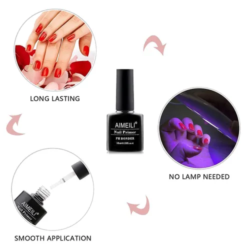 Vista 3 de AIMEILI Base y esmalte de uñas de gel para preparación de uñas, capa superior y base que no se limpia