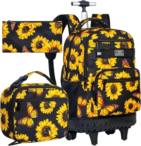 Vista 9 de 3 piezas de mochila rodante para mujeres y hombres, bolsa de 21 pulgadas para adultos con ruedas, juego de mochilas con ruedas para niñas y niños