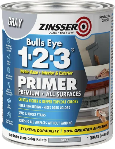 Vista 10 de Zinsser 285090 Bulls Eye 1-2-3 Imprimación a base de agua, 5 galones, gris
