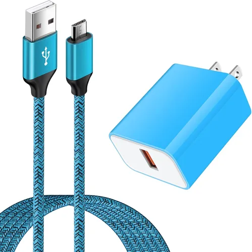 Vista 10 de Cargador micro USB, cargador rápido Android, cargador rápido 3.0 USB de pared rápido cable micro USB compatible con Motorola Moto E E5 E4 Plus/Play