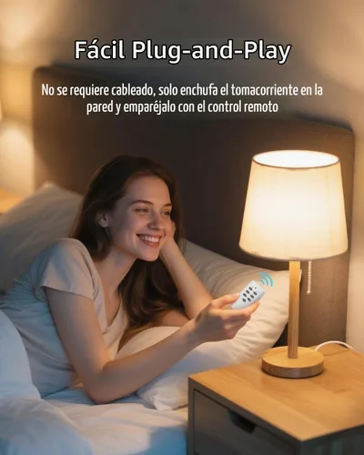 Vista 4 de HBN - Enchufe con control remoto inalámbrico con 2 controles de interruptor individuales, enchufes de diseño compacto hasta 100 pies de alcance