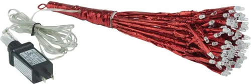 Vista 2 de Alpine Corporation Adorno de copo de nieve colgante en 3D de ramita de Navidad para interiores de 10 pulgadas de alto, con luces LED, rojo