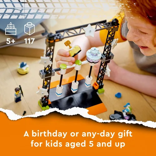 Vista 6 de LEGO City Stuntz The Knockdown Stunt Challenge Playset, 60341 Adventure TV Series Juguete de acción para niños mayores de 5 años con bicicleta